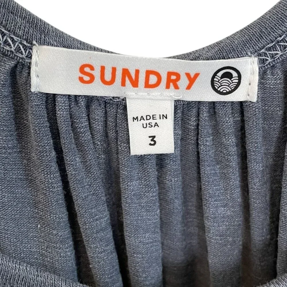 Sundry Flowy Tiered Maxi Dress With Spaghetti Straps In Heathered Blue, L - Picture 7 of 8